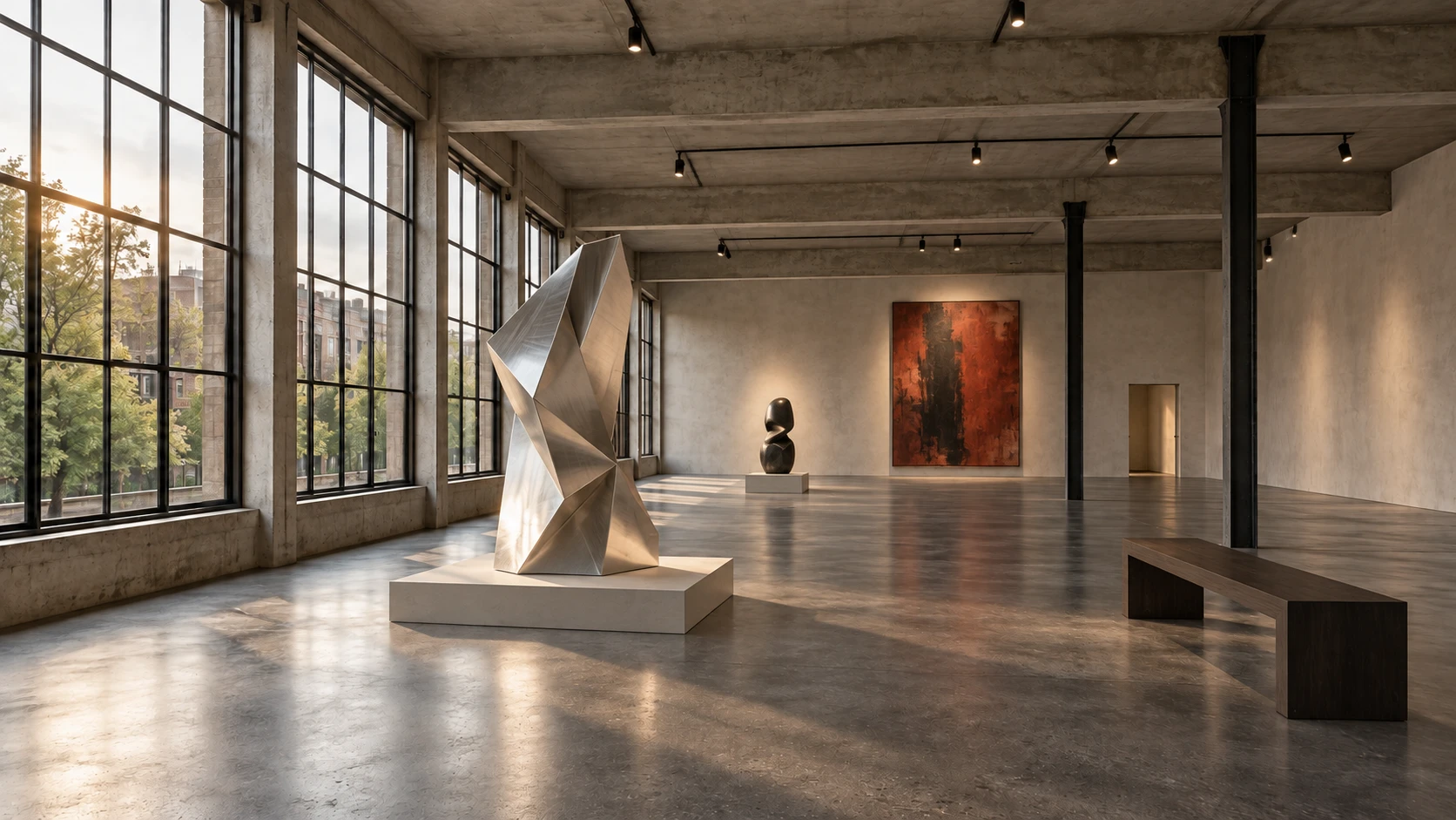 Spatial concept for a gallery with artworks
