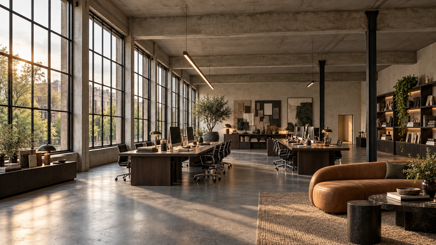 Spatial concept with workstations for a creative office